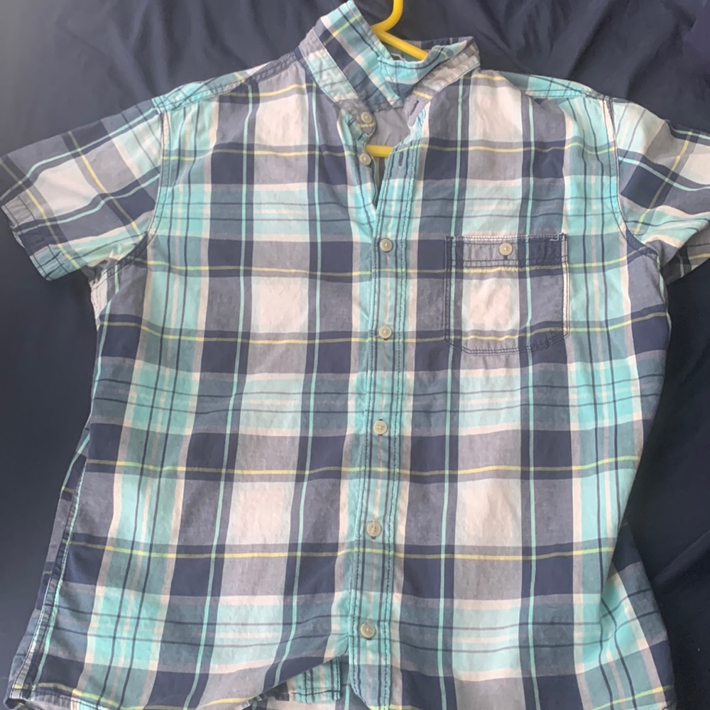 Blue plaid button up